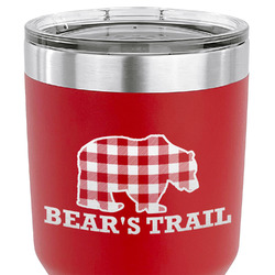 Lumberjack Plaid 30 oz Stainless Steel Tumbler - Red - Single Sided (Personalized)