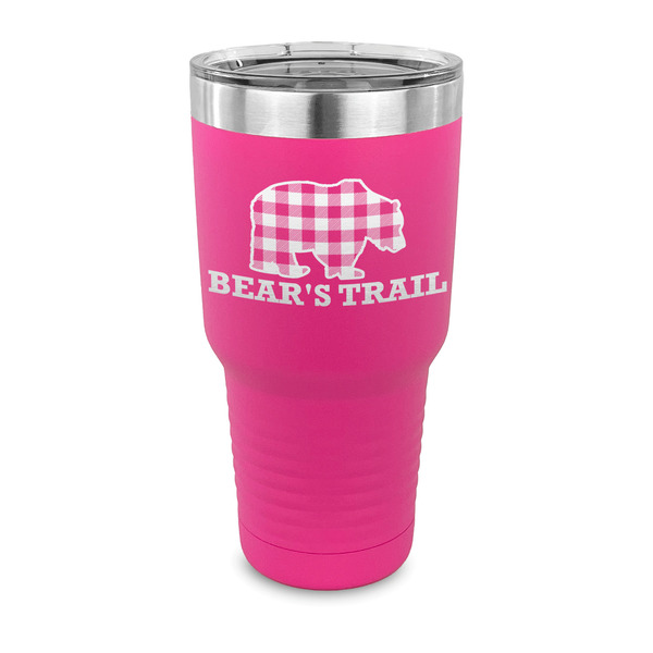 Custom Lumberjack Plaid 30 oz Stainless Steel Tumbler - Pink - Single Sided (Personalized)