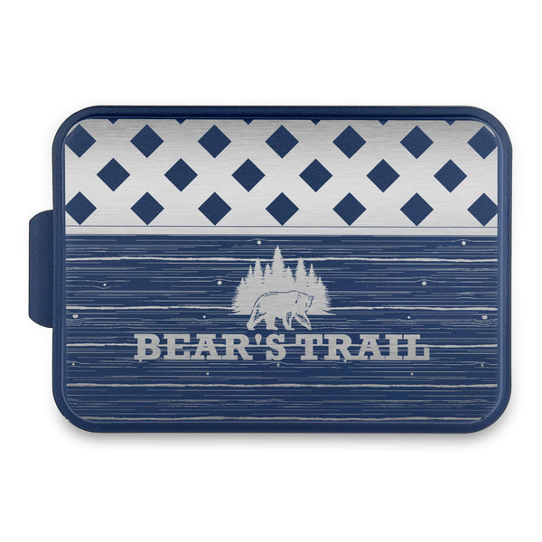 Custom Lumberjack Plaid Aluminum Baking Pan with Navy Lid (Personalized)