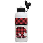 Lumberjack Plaid Water Bottles - Aluminum - 20 oz - White (Personalized)