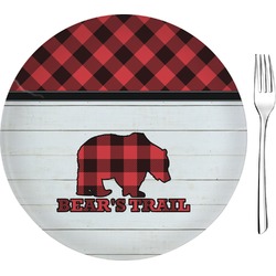 Lumberjack Plaid 8" Glass Appetizer / Dessert Plates - Single or Set (Personalized)