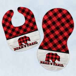 Lumberjack Plaid Baby Bib & Burp Set w/ Name or Text