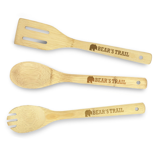 Custom Lumberjack Plaid Bamboo Cooking Utensil Set - Double Sided (Personalized)