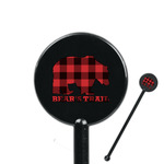 Lumberjack Plaid 5.5" Round Plastic Stir Sticks - Black - Double Sided (Personalized)