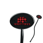 Lumberjack Plaid 7" Oval Plastic Stir Sticks - Black - Double Sided (Personalized)