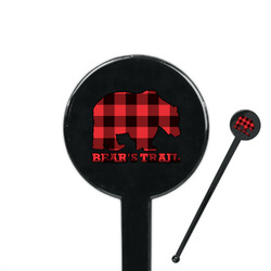 Lumberjack Plaid 7" Round Plastic Stir Sticks - Black - Double Sided (Personalized)