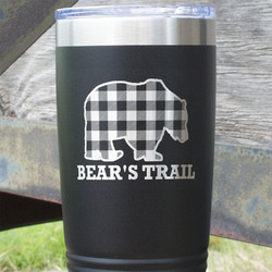 Lumberjack Plaid 20 oz Stainless Steel Tumbler - Black - Single Sided (Personalized)