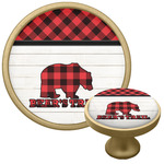 Lumberjack Plaid Cabinet Knob - Gold (Personalized)