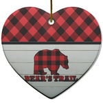 Lumberjack Plaid Heart Ceramic Ornament w/ Name or Text