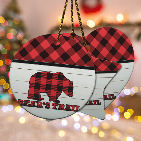 Custom Lumberjack Plaid Ceramic Ornament w/ Name or Text