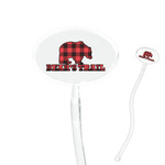 Lumberjack Plaid 7" Oval Plastic Stir Sticks - Clear (Personalized)