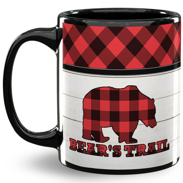 Custom Lumberjack Plaid 11 Oz Coffee Mug - Black (Personalized)