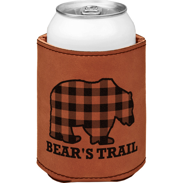 Custom Lumberjack Plaid Leatherette Can Sleeve - Double Sided (Personalized)