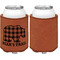 Lumberjack Plaid Cognac Leatherette Can Sleeve - Single Sided Front and Back