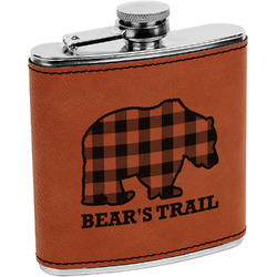 Lumberjack Plaid Leatherette Wrapped Stainless Steel Flask (Personalized)