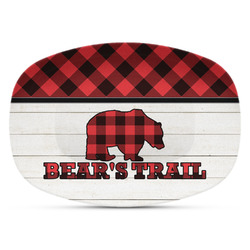 Lumberjack Plaid Plastic Platter - Microwave & Oven Safe Composite Polymer (Personalized)
