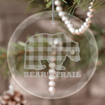 Lumberjack Plaid Engraved Glass Ornament (Personalized)