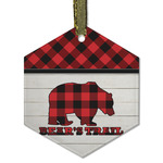 Lumberjack Plaid Flat Glass Ornament - Hexagon w/ Name or Text