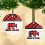 Lumberjack Plaid Flat Glass Ornament w/ Name or Text