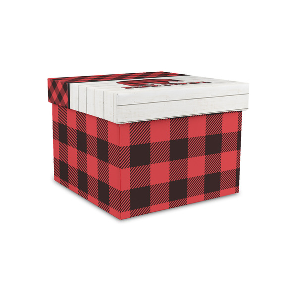 Custom Lumberjack Plaid Gift Box with Lid - Canvas Wrapped - Small (Personalized)