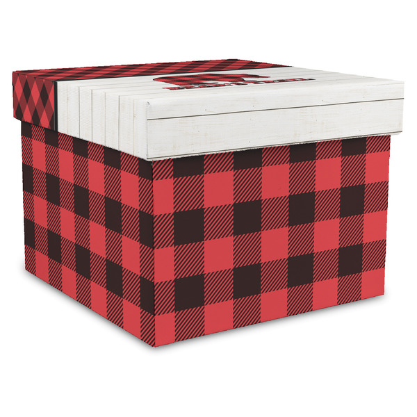 Custom Lumberjack Plaid Gift Box with Lid - Canvas Wrapped - X-Large (Personalized)