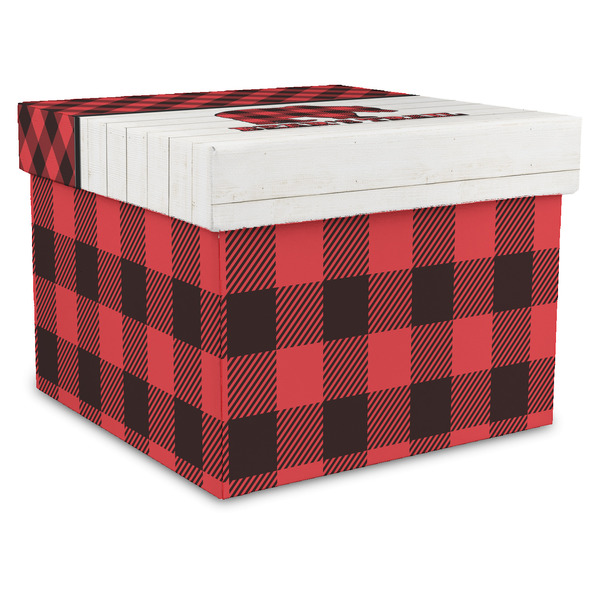 Custom Lumberjack Plaid Gift Box with Lid - Canvas Wrapped - XX-Large (Personalized)