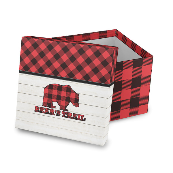 Custom Lumberjack Plaid Gift Box with Lid - Canvas Wrapped (Personalized)