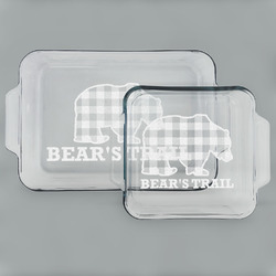 Lumberjack Plaid Set of Glass Baking & Cake Dish - 13in x 9in & 8in x 8in (Personalized)