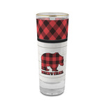 Lumberjack Plaid 2 oz Shot Glass -  Glass with Gold Rim - Single (Personalized)