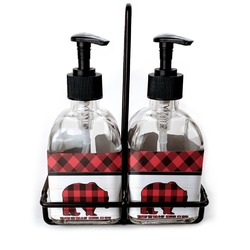 Lumberjack Plaid Glass Soap & Lotion Bottle Set (Personalized)