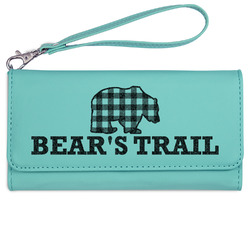 Lumberjack Plaid Ladies Leatherette Wallet - Laser Engraved- Teal (Personalized)