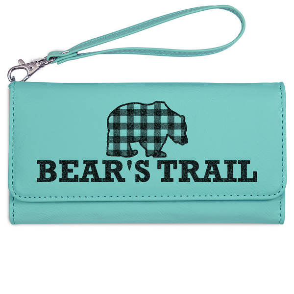 Custom Lumberjack Plaid Ladies Leatherette Wallet - Laser Engraved- Teal (Personalized)