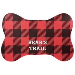 Lumberjack Plaid Bone Shaped Dog Food Mat (Large) (Personalized)