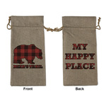 Lumberjack Plaid Large Burlap Gift Bag - Front & Back (Personalized)