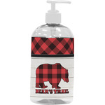 Lumberjack Plaid Plastic Soap / Lotion Dispenser (16 oz - Large - White) (Personalized)