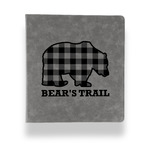 Lumberjack Plaid Leather Binder - 1" - Grey (Personalized)