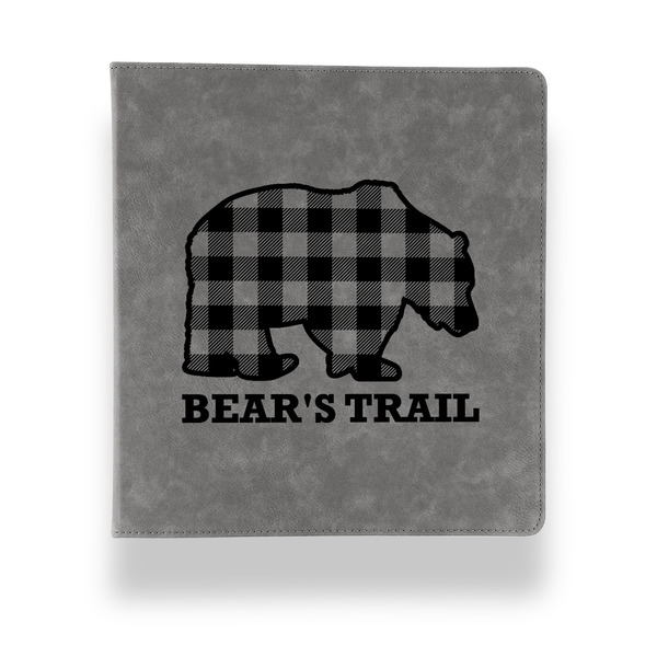 Custom Lumberjack Plaid Leather Binder - 1" - Grey (Personalized)