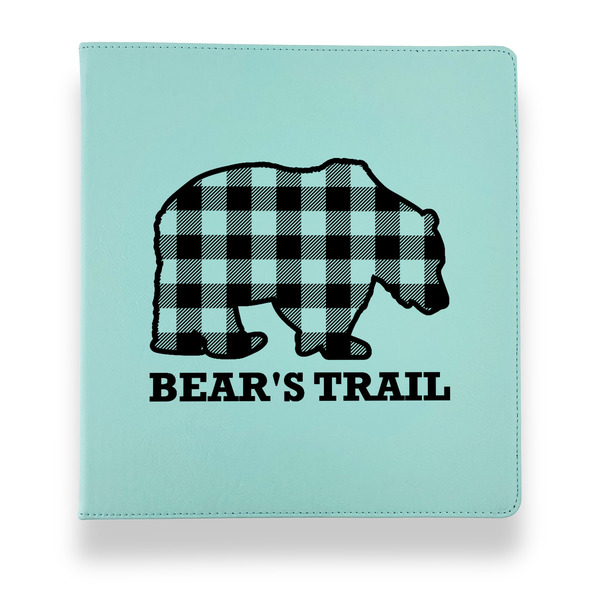 Custom Lumberjack Plaid Leather Binder - 1" - Teal (Personalized)