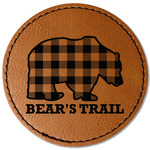 Lumberjack Plaid Faux Leather Iron On Patch - Round (Personalized)