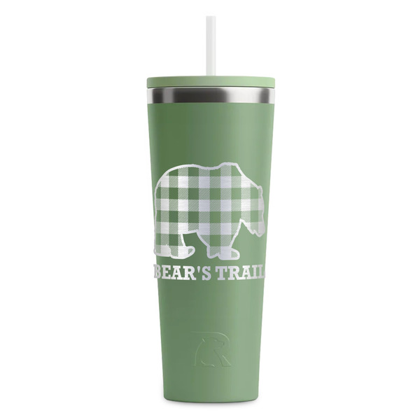 Custom Lumberjack Plaid RTIC Everyday Tumbler with Straw - 28oz - Light Green - Single-Sided (Personalized)