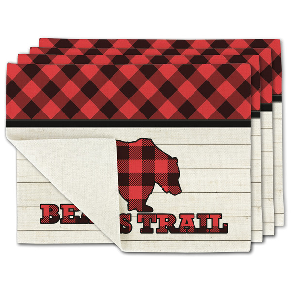 Custom Lumberjack Plaid Single-Sided Linen Placemat - Set of 4 w/ Name or Text