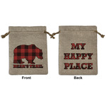 Lumberjack Plaid Medium Burlap Gift Bag - Front & Back (Personalized)