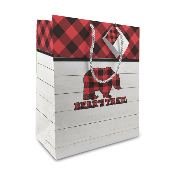 Custom Lumberjack Plaid Medium Gift Bag (Personalized)