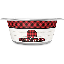 Lumberjack Plaid Stainless Steel Dog Bowl - Small (Personalized)