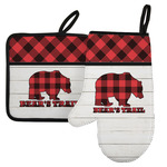 Lumberjack Plaid Left Oven Mitt & Pot Holder Set w/ Name or Text