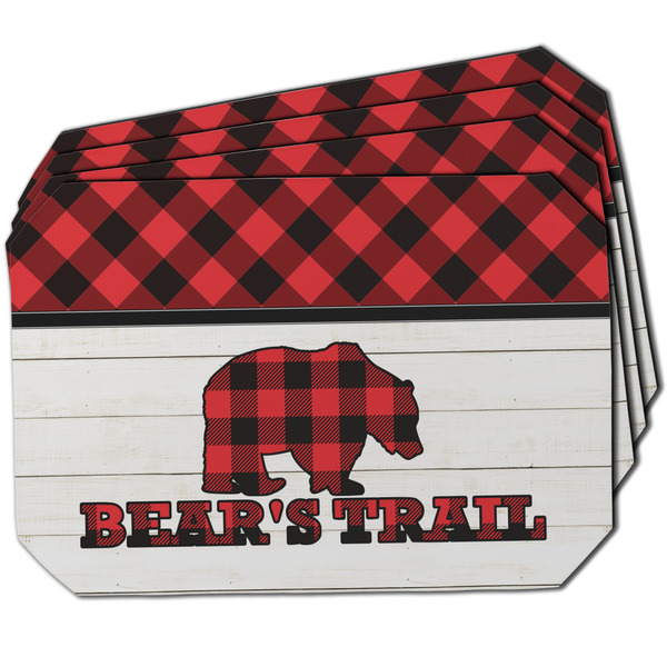 Custom Lumberjack Plaid Dining Table Mat - Octagon w/ Name or Text