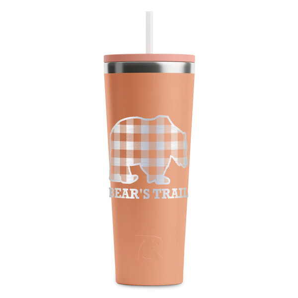 Custom Lumberjack Plaid RTIC Everyday Tumbler with Straw - 28oz - Peach - Double-Sided (Personalized)