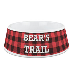 Lumberjack Plaid Plastic Dog Bowl (Personalized)