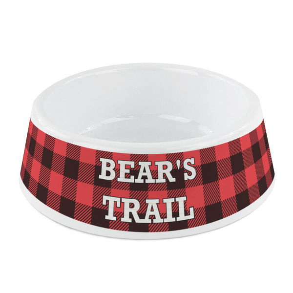 Custom Lumberjack Plaid Plastic Dog Bowl - Small (Personalized)