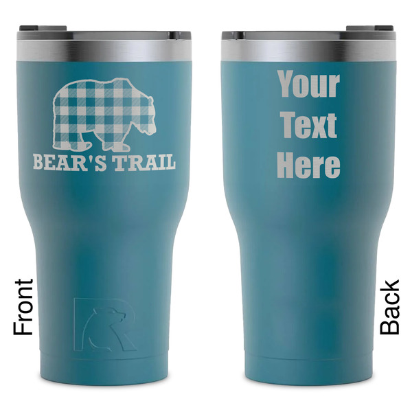 Custom Lumberjack Plaid RTIC Tumbler - Dark Teal - Laser Engraved - Double-Sided (Personalized)